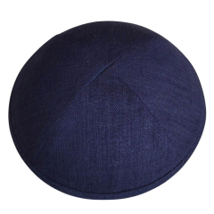 Navy Linen Kippah
