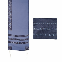 Organza Flowers Tallit Set, Blue