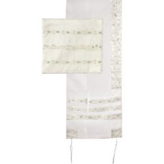 Organza Flowers Tallit Set, White