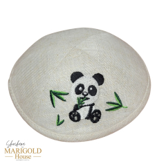 Baby Panda Kippah, Light Beige Linen