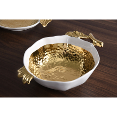 Pomegranate Bowl Gold & White
