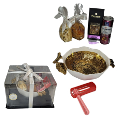 Modern Medium Gold Platter Mishloah Manot Set