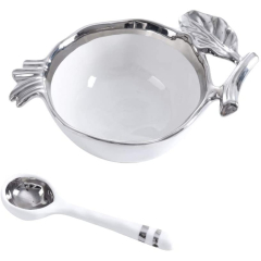 Pomegranate Bowl and Spoon Set, Silver