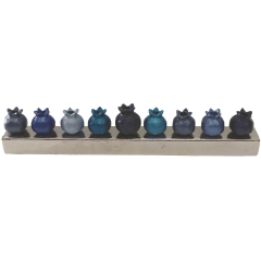 Pomegranate Hanukah Menorah, Blue