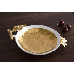 Pomegranate Plate Gold & White