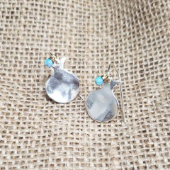 Pomegranate Silver Earrings with Turquoise