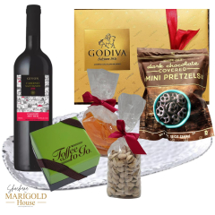 Modern Medium Silver Platter Mishloah Manot Set