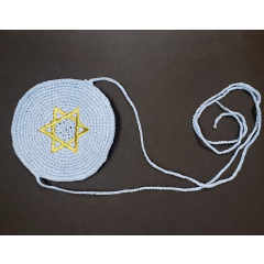 Baby Kippah Knitted Star of David, with strings
