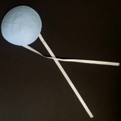 Baby Kippah, Linen Sky Blue with strings