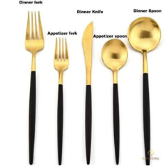 Luxe Collection Matte Black & Gold Flatware 