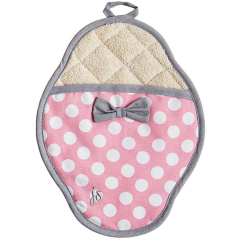 Rosy Pink Polka Dot Scalloped Pot Mitt -Pink Pot Mitt-Hostess Aprons Accessories-Los Angeles