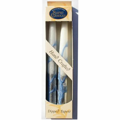 Safed 10" Candles Dipped Tapers Set of 2-Light Blue/White