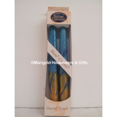 Safed Candles Dipped Tapers Set of 2-Blue/Gold