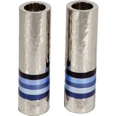 Emanuel Cylinder Shaped Hammered Candlesticks, Blues