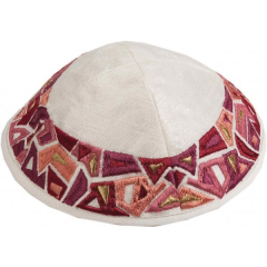 Embroidered Tallit Set, Magen David-- Pink/Maroon