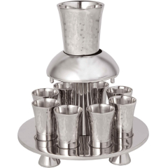 Wine "Kiddush" Fountain Set, Hammered Silver