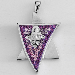 Magen David Pendant with Hamsa in Center, Sterling Silver
