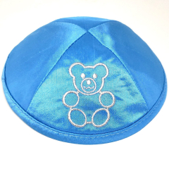Teddy Raw Silk Kippah in Electric Blue