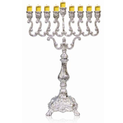 Traditional Silver Plated Menorah, Large