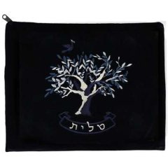 Tree of Life Velvet Tallit Bag, Navy Blue