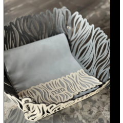 Wave Design Laser Cut Matzah Basket Gold & Silver