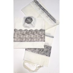 White with Silver Shimmer Tallit