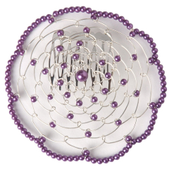 Woman's Beaded Wire Kippah, Purple