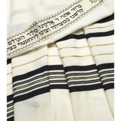 Tallit Traditional Style, Wool, Black & Gold (Multiple sizes)