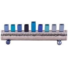 Hammered Tube Hanukkah Menorah