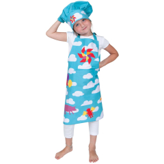Kid's 4-Piece Clouds Apron Set in Blue